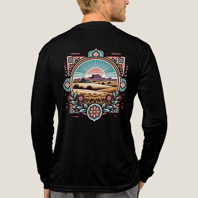 Art-Inspired Sunset Scenery Långärmad Shirt T (Baksida)