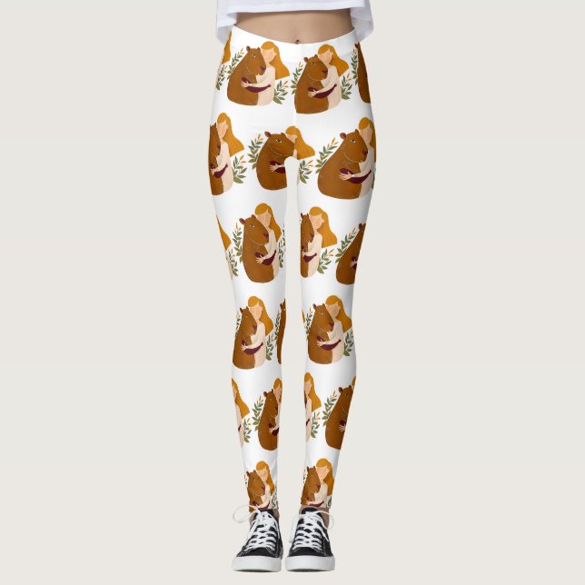 Art inspirerad kapybara leggings (Framsida)