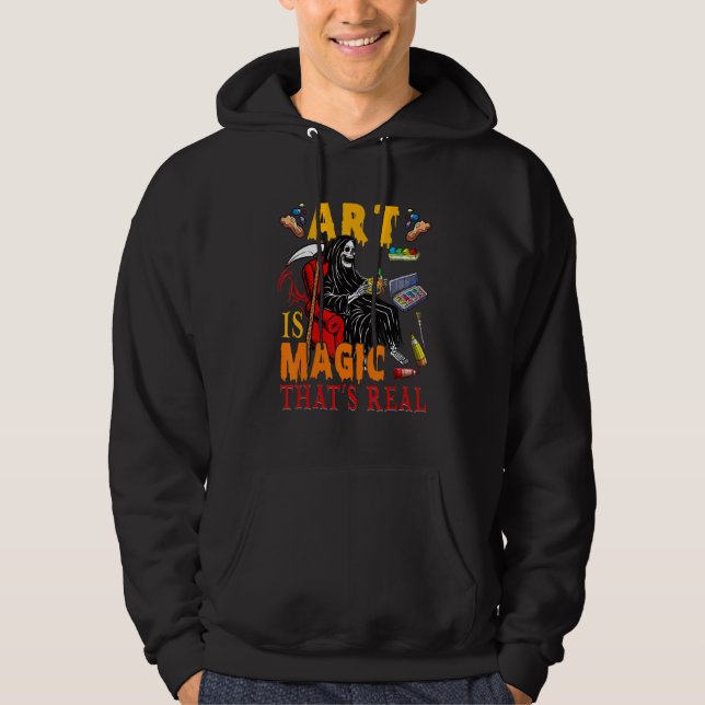 Art Is Magic That's Real The Death Skeleton Teache Hoodie (Framsida)