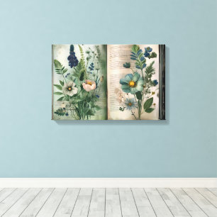 Art Journal Pages: Botaniska djur i Grönt Canvastryck