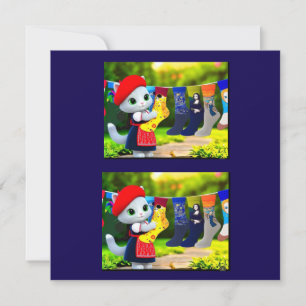Art Kattunge Hanging Out Art Socks Tack Kort