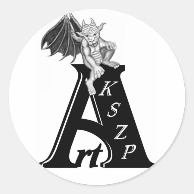 Art KSZP Logotyp mit Golem Gargoyle Runt Klistermärke (Framsida)