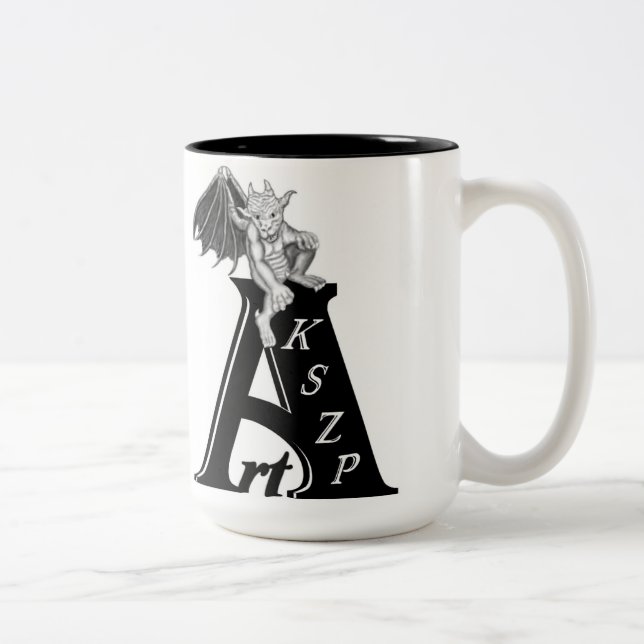 Art KSZP Logotyp mit Golem Gargoyle Två-Tonad Mugg (Höger)