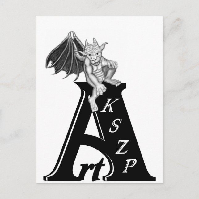 Art KSZP Logotyp mit Golem Gargoyle Vykort (Framsida)