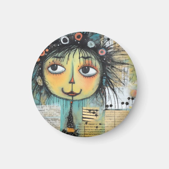 Art Lady 1 Charming och bedrövad Magnet (Framsidan)