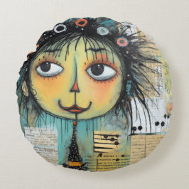 Art Lady 1 Charming och bedrövad Rund Kudde