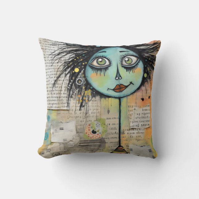 Art Lady 2 Charming och bedrövad Kudde (Framsida)