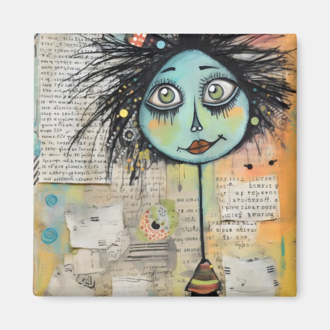 Art Lady 2 Charming och bedrövad Magnet (Framsidan)