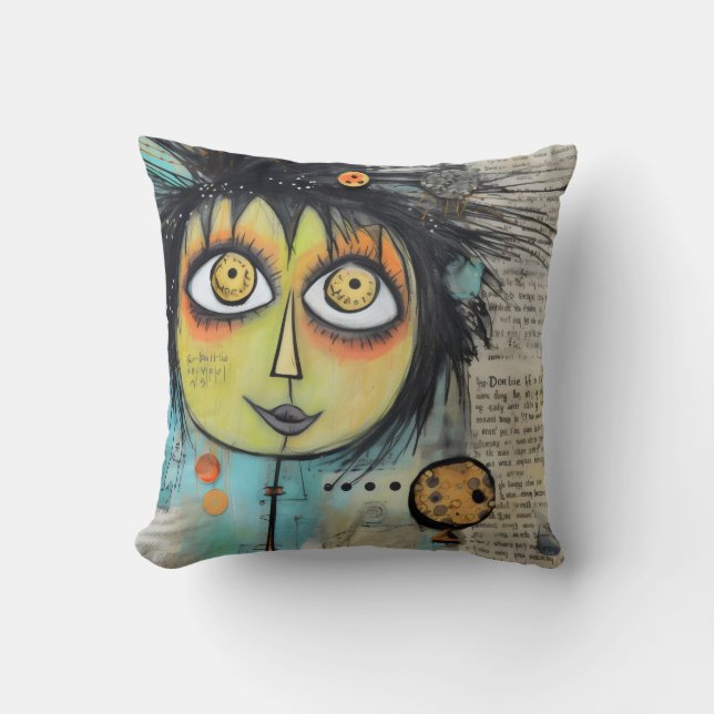 Art Lady 3 Charming och bedrövad Kudde (Framsida)