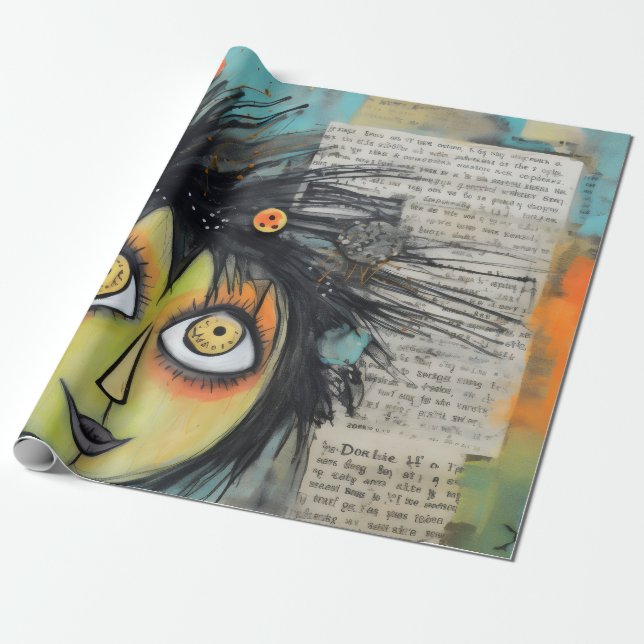 Art Lady 3 Charming och bedrövad Presentpapper (Utrullad)