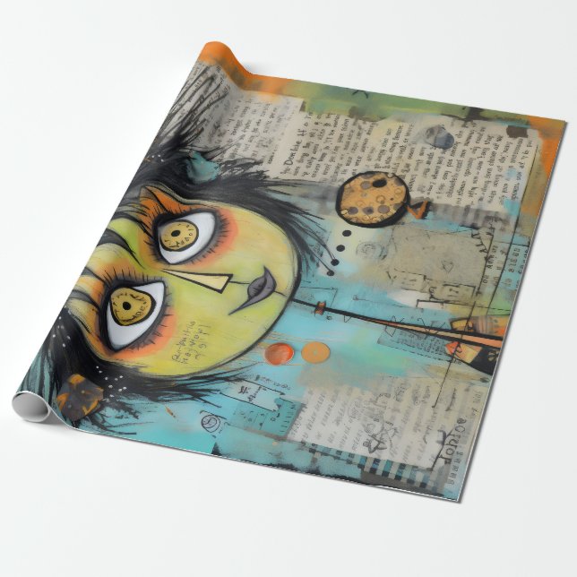 Art Lady 3 Charming och bedrövad Presentpapper (Utrullad)