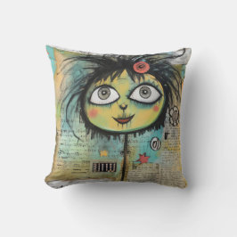 Art Lady 4 Charming och nödlidande Kudde