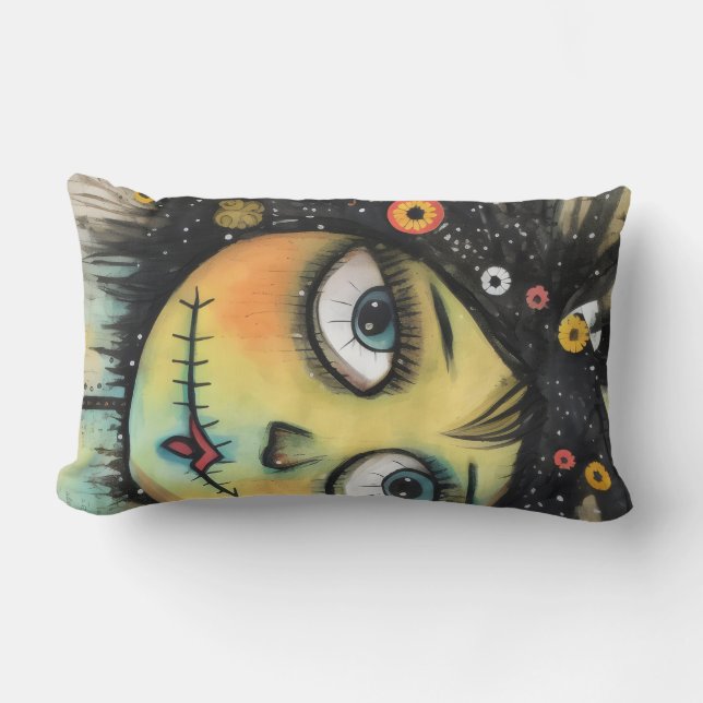 Art Lady 6 Charming och nödlidande Lumbarkudde (Framsida)