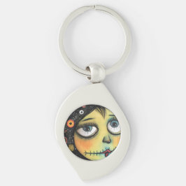 Art Lady 6 Charming och nödlidande Swirl Silverfärgad Nyckelring