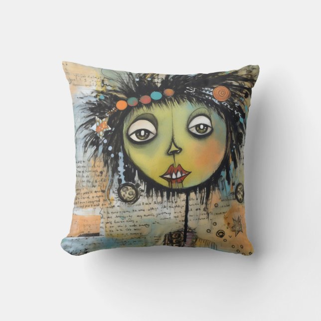 Art Lady 7 Charming och bedrövad Kudde (Framsida)