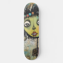 Art Lady 7 Charming och bedrövad Mini Skateboard Bräda 18,5 Cm