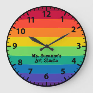 Art Lärare Art Studio Artist Modern Rainbow Clock Stor Klocka