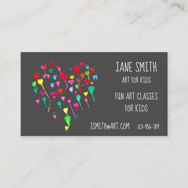 Art Lärarkonst för barn Visitkort (Framsida)
