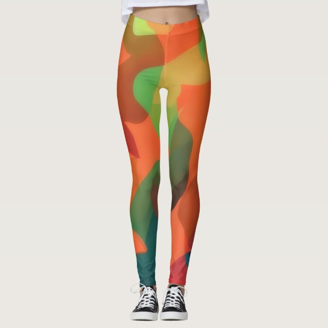 Art Leggings Mysiga Orange och Grönt för legeringa (Framsida)