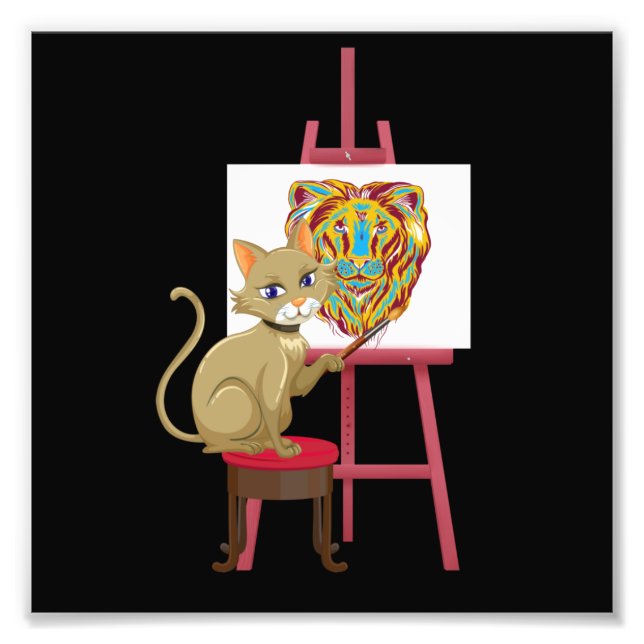 Art Lover Cat Funny Artist Art Teacher Artistic Gr Fototryck (Framsidan)