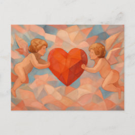 Art Lover Expressionist Cherubs Valentine Postcard Helg Vykort