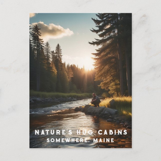 *~* Art Man Fishing Stream Nature AP49 Vykort (Framsida)