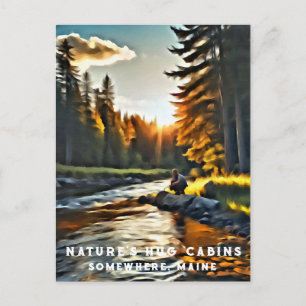 *~* Art Man Fishing Stream Nature AP49 Vykort