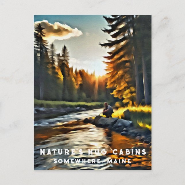 *~* Art Man Fishing Stream Nature AP49 Vykort (Framsida)