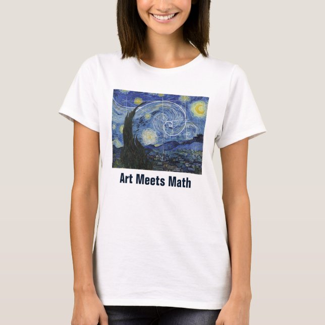 Art Meets Math, Van Gogh Meets Fibonacci T-Shirt (Framsida)