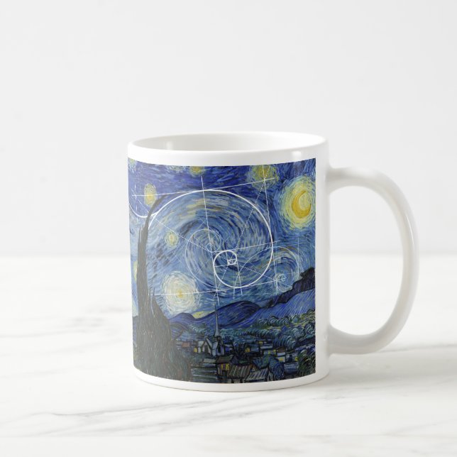  Art Meets Math, Van Gogh möter Fibonacci Card Kaffemugg (Höger)