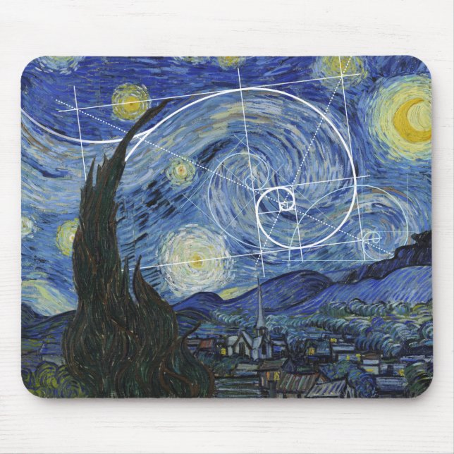 Art Meets Math, Van Gogh möter Fibonacci Card Musmatta (Framsidan)