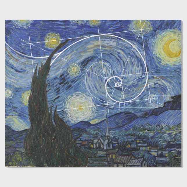  Art Meets Math, Van Gogh möter Fibonacci Card Presentpapper (Platt)
