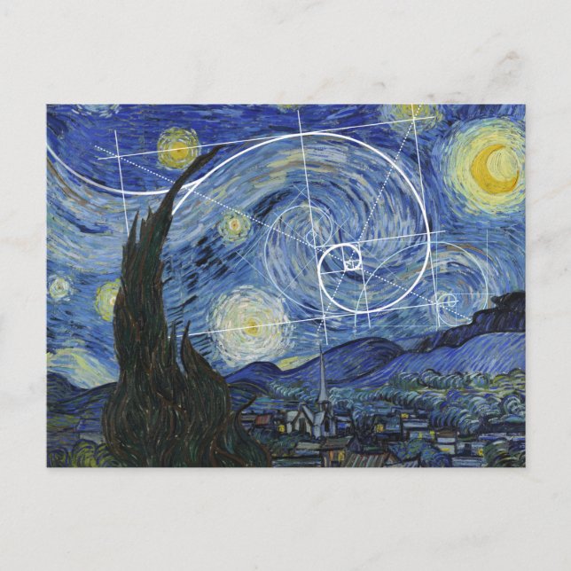 Art Meets Math, Van Gogh möter Fibonacci Card Vykort (Framsida)