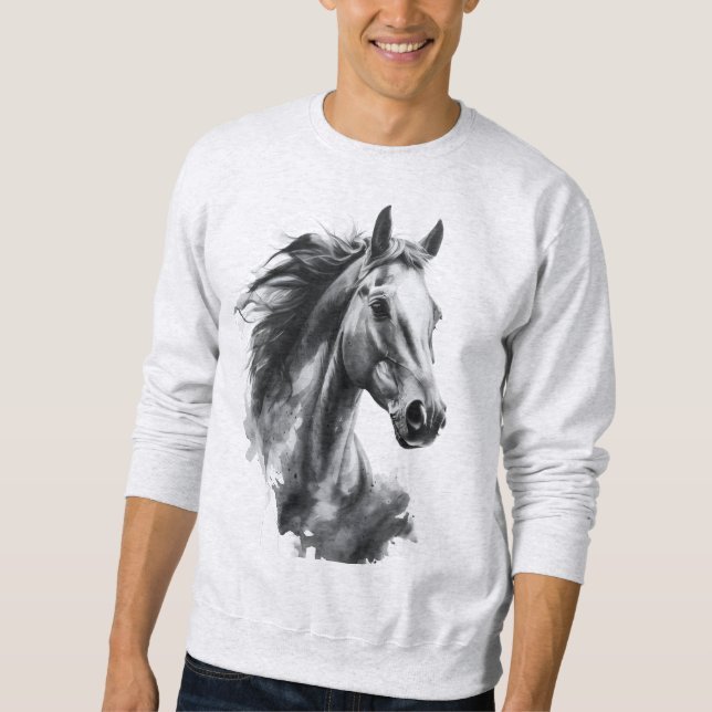 Art Men’s TShirt Bold Black & White Animal Graphic Lång Ärmad Tröja (Framsida)