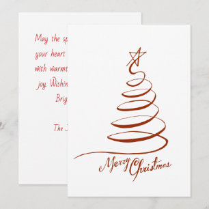 Art Minimalistisk Jul Red Träd Line Julkort