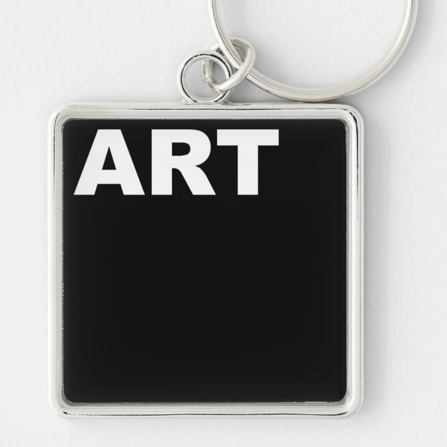ART - Modern nyckelkedja Fyrkantig Silverfärgad Nyckelring (Framsidan)