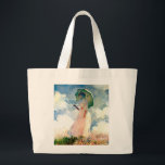 Art Monet "Kvinnor med Rosa Parosel" Jumbo Tygkasse<br><div class="desc">Monet "Woman with Rosa Parosel"</div>