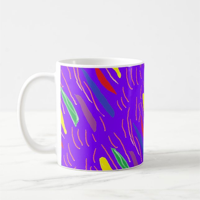 Art mönster på lila av bröst kaffemugg (Vänster)