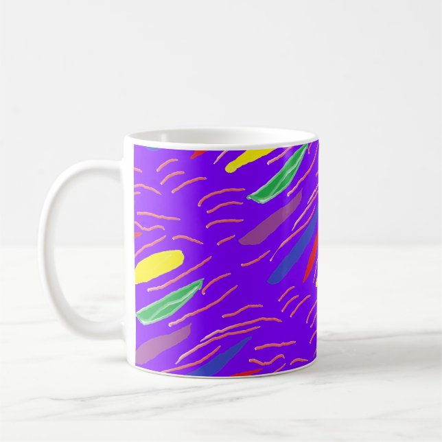 Art mönster på lila av bröst kaffemugg (Vänster)