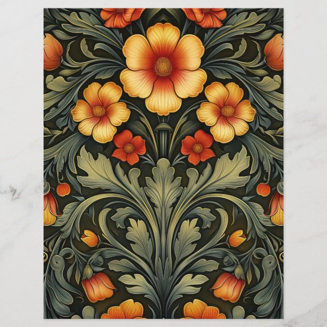 Art Neuveau Vintage Blommig Scrapbook Bakgrund (Framsida)