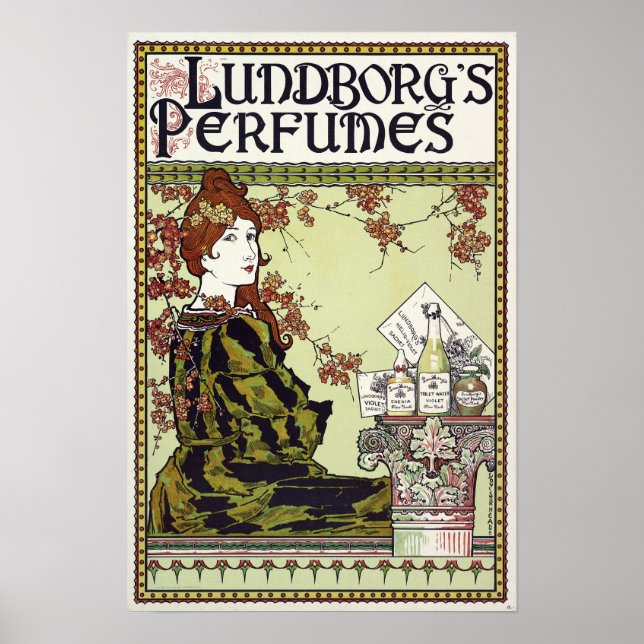 Art nouveau 1894 Parfym Ad av Louis John Rhead Poster (Framsidan)