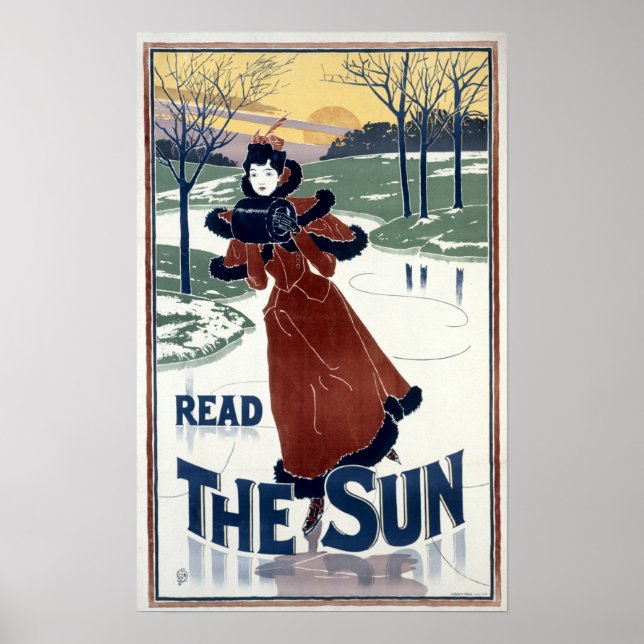 Art nouveau 1895 Sol och Louis John Rhead Poster (Framsidan)