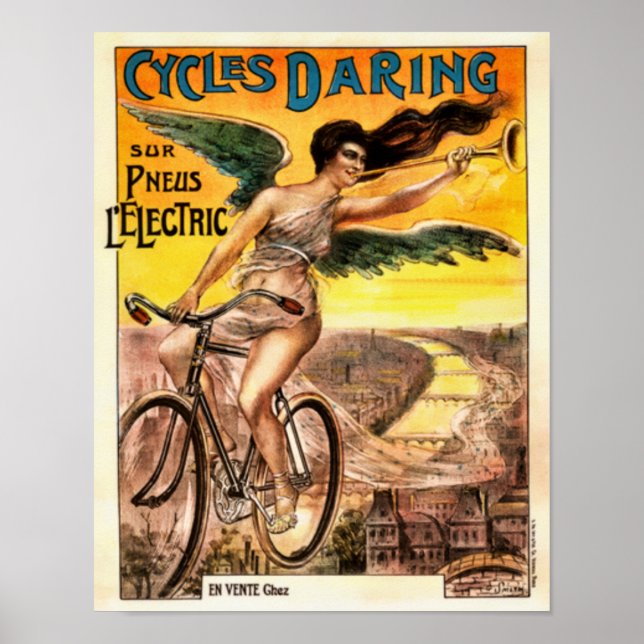Art Nouveau 1920-talets Cyklar Daring Affisch (Framsidan)