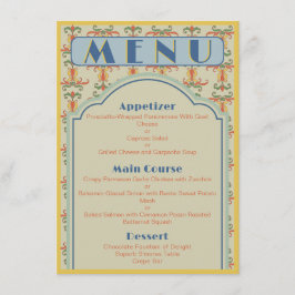 Art nouveau 4,5 tum x 6,25 tum Bröllop Menu Meny