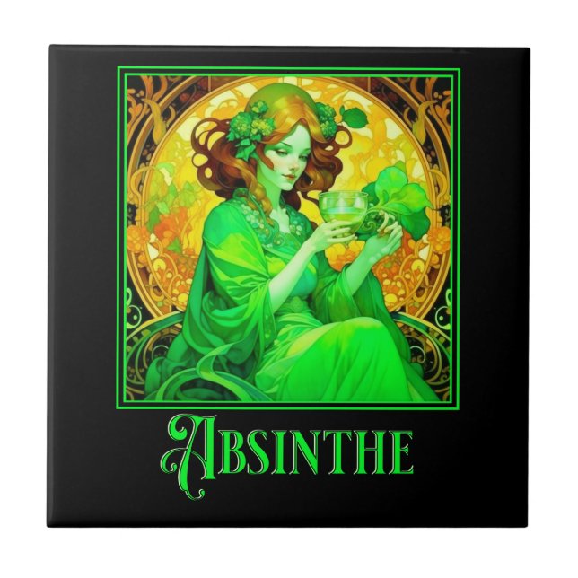 Art nouveau Absinthe Kakelplatta (Framsidan)