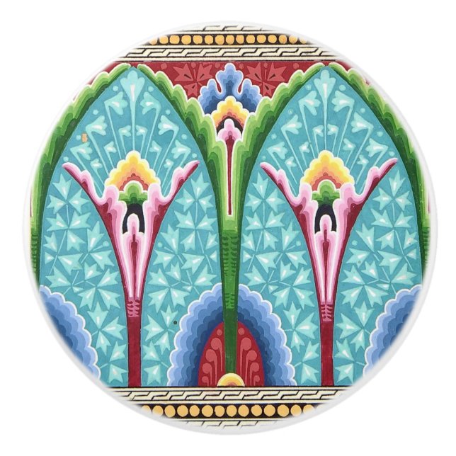 Art nouveau abstrakt, färglös textilkonst mönster knopp (Framsidan)