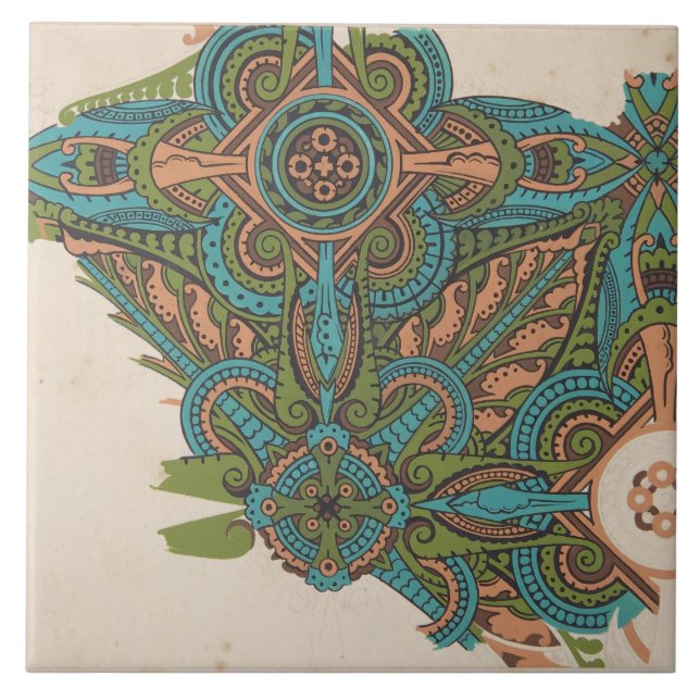 Art nouveau abstrakt konst christopher dresser kakelplatta (Framsidan)