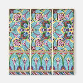 Art nouveau abstrakt mönster färglös textilkonst magnet