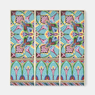 Art nouveau abstrakt mönster färglös textilkonst magnet