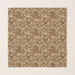 Art nouveau Acanthus Löv and Flowers, Brown<br><div class="desc">Square scarf in a William Morris design of stylized acanthus löv and bachelors Butelers-blommar,  digitalt förbättrad och färgad in beige beskriven i mörk Chockbrunt,  på en medelstor chokladbakgrund</div>